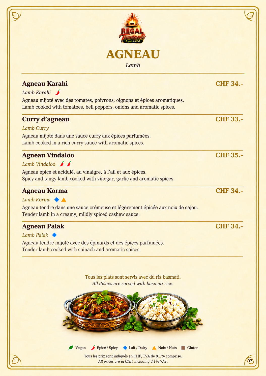 Spécialités : Agneau