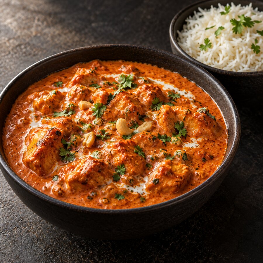 Illustration de poulet au beurre et riz basmati